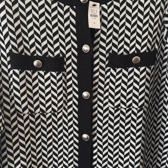 Talbots Plus Black and White Button Sweater - Picture 2 of 7